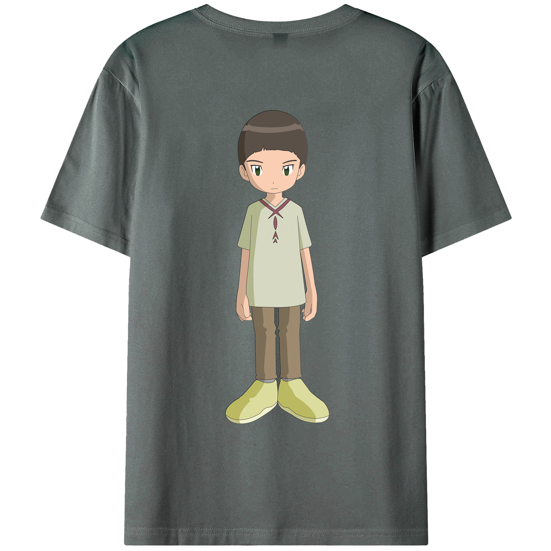 （画像用） Digimon デジタルモンスター/デジモン 綿100％ メンズ半袖Tシャツ（バックプリント） 通気性